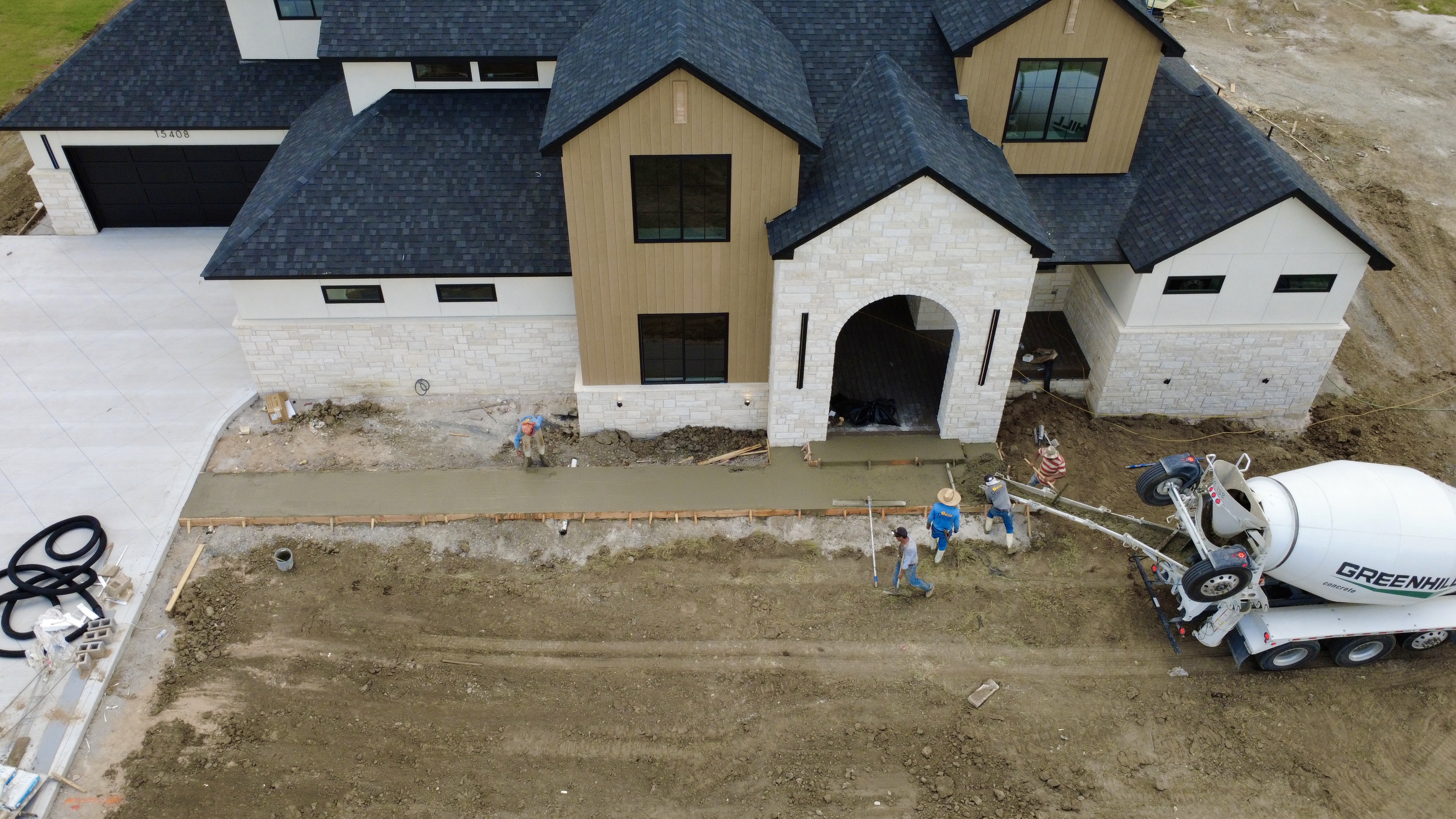 Concrete pouring aerial view from Rubo